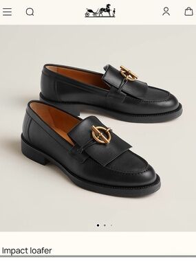 Hermes Impact Leather Loafers in Black with Gold Hardware